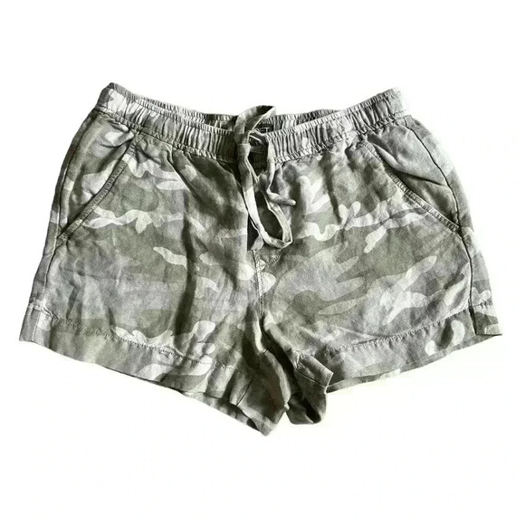 Women’s Loft Linen Camo Drawsting Shorts Size XS - Picture 1 of 2